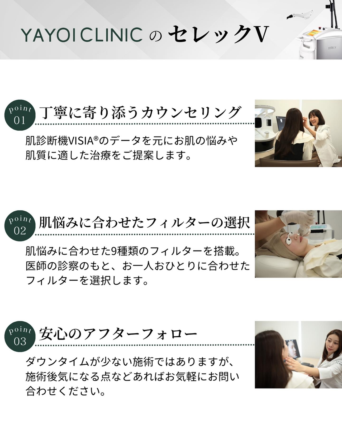 ヤヨイクリニックのセレックV｜3つの特徴
