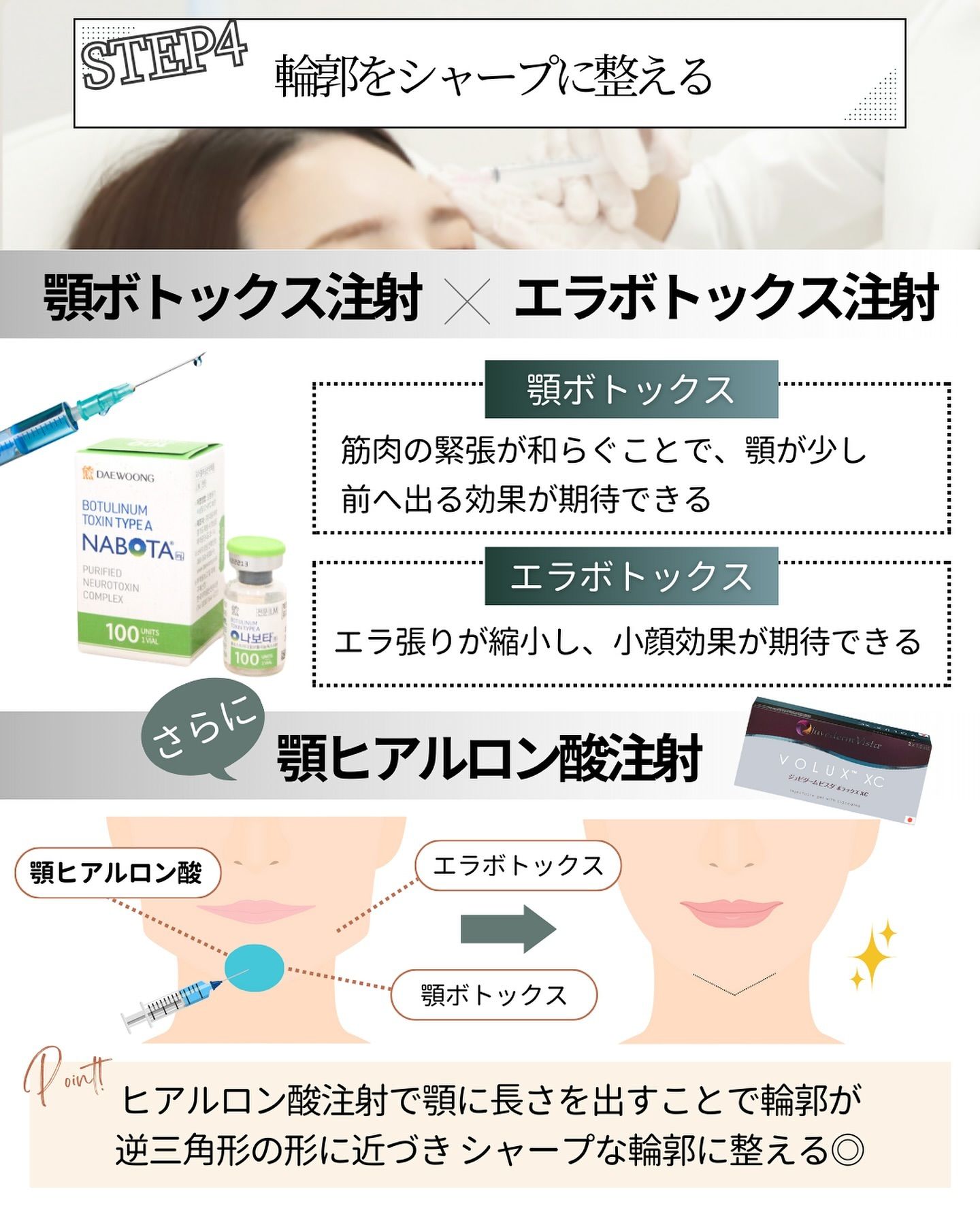 顎ボトックス×エラボトックス＋顎ヒアルロン酸注射